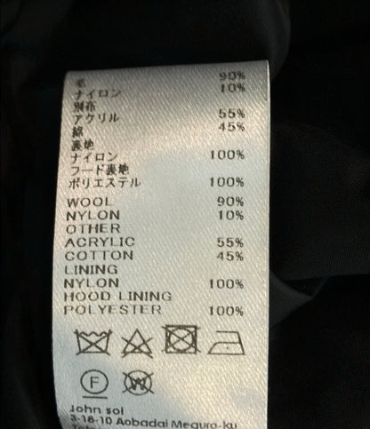 soe ロングコート アーミーコート with リムーバブルフーディ ダブルジップ スナップボタン オーバーサイズ ミリタリーデザイン 1203-90-002 メンズ