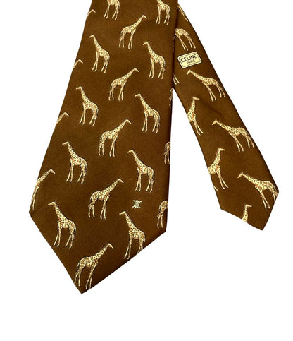 美品 セリーヌ ネクタイ シルク100% キリン柄 メンズ CELINE