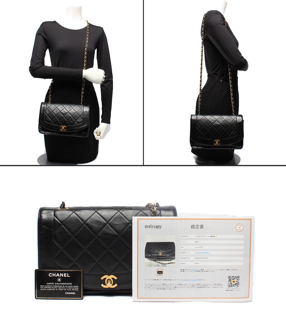 CHANEL チェーンショルダーバッグ ゴールド金具 マトラッセ 2番台 シングルチェーン シングルフラップ ダイアナ25 A01165 レディース シャネル