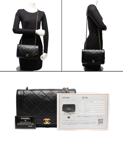 CHANEL チェーンショルダーバッグ ゴールド金具 マトラッセ 2番台 シングルチェーン シングルフラップ ダイアナ25 A01165 レディース シャネル