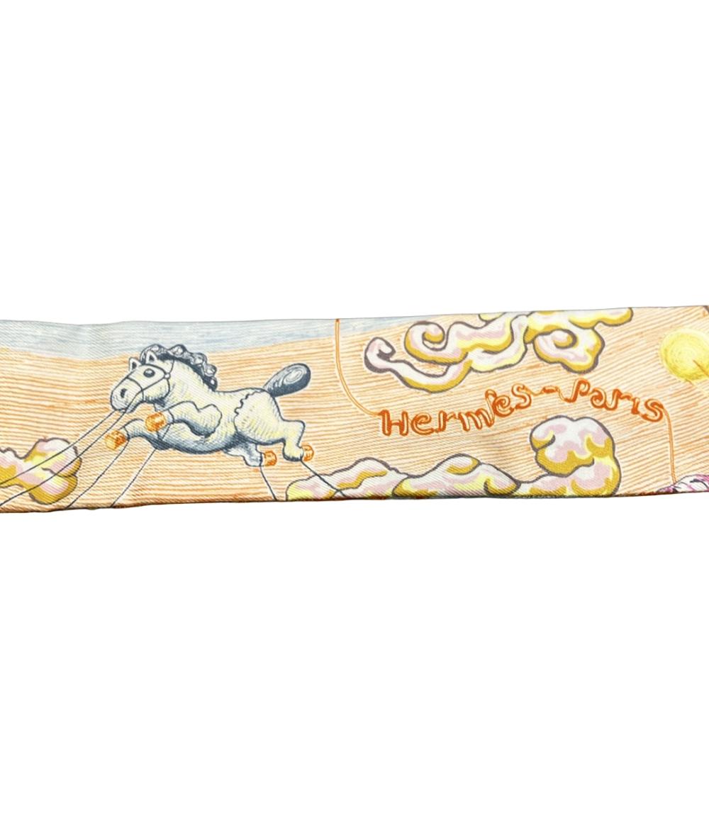 美品 HERMES スカーフ シルク100% ツイリー CITY OF LIGHT レディース エルメス