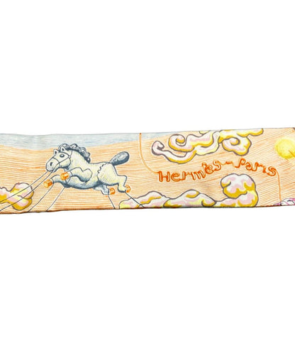 美品 HERMES スカーフ シルク100% ツイリー CITY OF LIGHT レディース エルメス