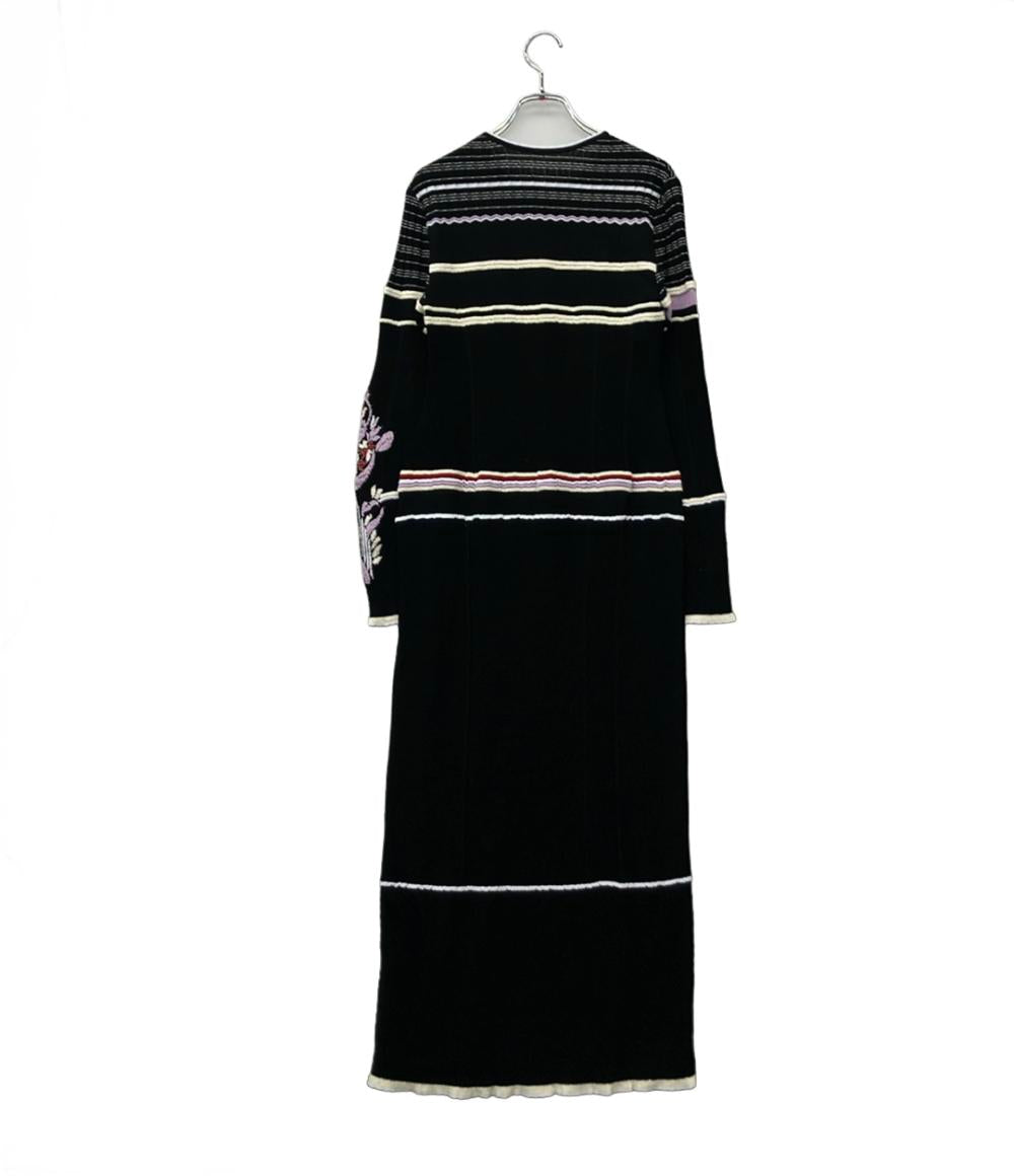 Mame Kurogouchi 長袖ワンピース 裾ボタン Floral Motif Intarsia Knitted Dress MM25FW-KN034 レディース SIZE 1 (S) マメクロゴウチ