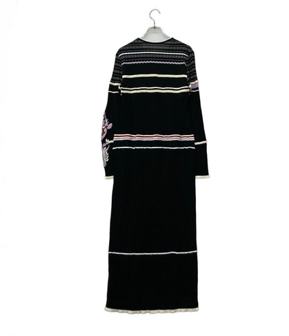 Mame Kurogouchi 長袖ワンピース 裾ボタン Floral Motif Intarsia Knitted Dress MM25FW-KN034 レディース SIZE 1 (S) マメクロゴウチ
