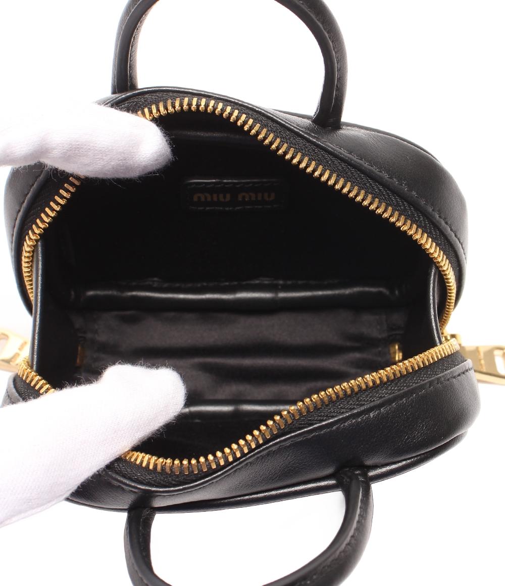 美品 Miu Miu バッグチャーム ボウ マイクロバッグ 5NR036 レディース