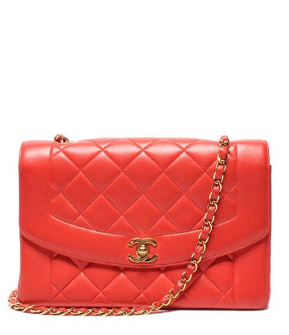 シャネル チェーンショルダーバッグ 斜め掛け ゴールド金具 ラムスキン ダイアナ25 マトラッセ レディース CHANEL