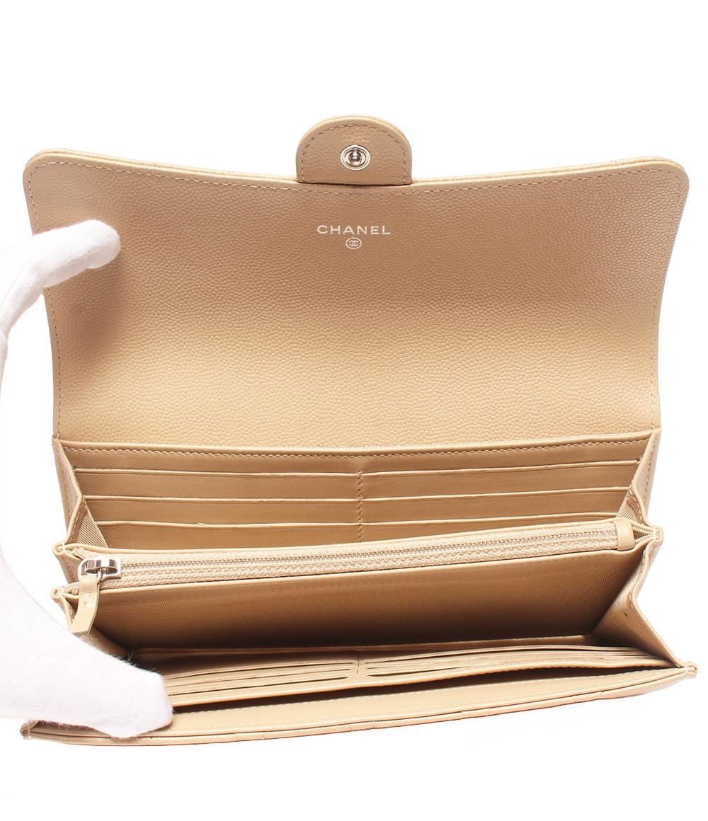 CHANEL 長財布 シルバー金具 キャビアスキン レディース シャネル