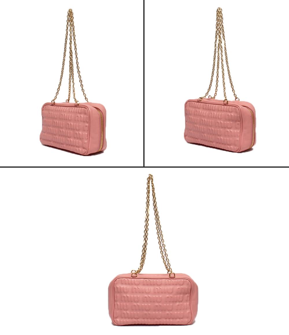 Miu Miu チェーンショルダーバッグ 肩掛け エンボスロゴ レディース