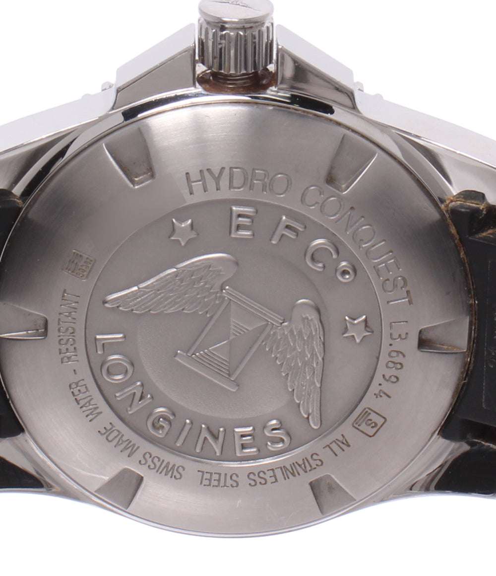 LONGINES 腕時計 ハイドロコンクエスト クオーツ ブラック L3.689.4 メンズ ロンジン