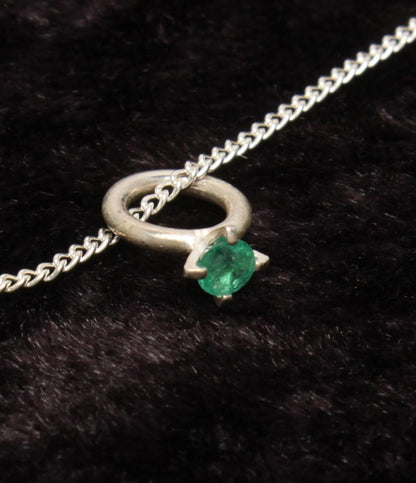 美品 Disney ネックレス SV925 デイジーダックモチーフ エメラルドチャーム レディース ディズニー