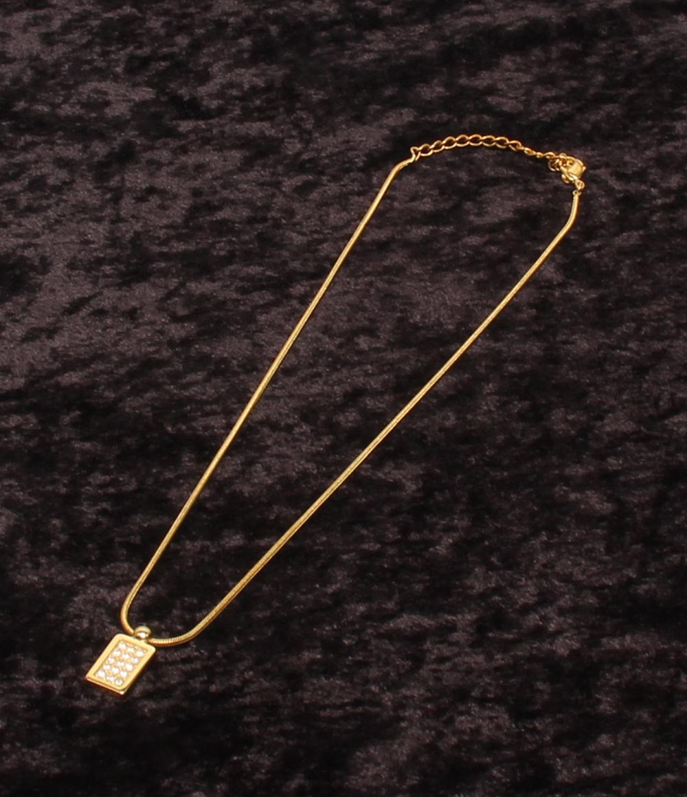 Christian Dior ネックレス トロッタープレート ロゴ ラインストーン レディース クリスチャンディオール