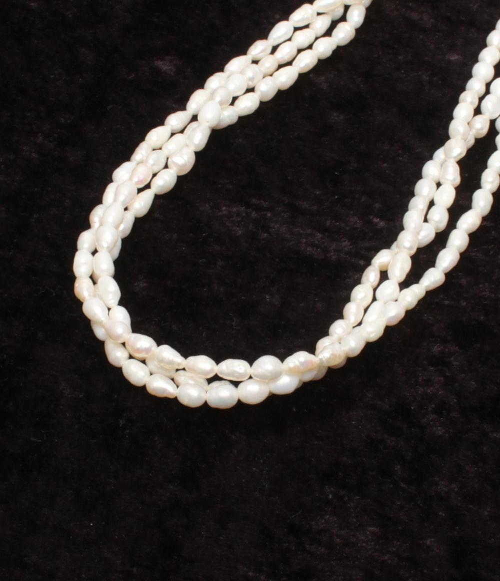美品 3連ネックレス K14 淡水パール レディース