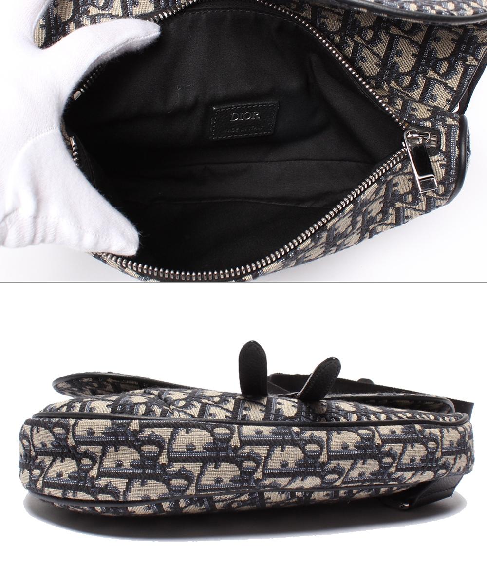 美品 Dior ボディバッグ キャンバス サドルバッグ 16BO0262 メンズ ディオール