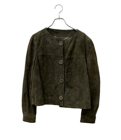 LOEWE ノーカラージャケット レザー スエード レディース SIZE 40 (M) ロエベ