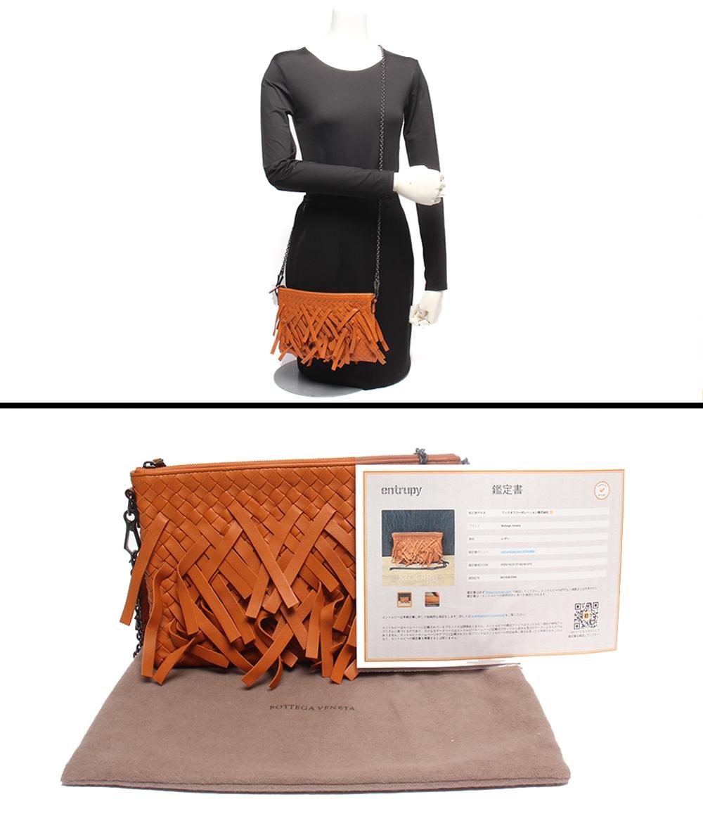 美品 BOTTEGA VENETA チェーンショルダーバッグ 斜め掛け フリンジ