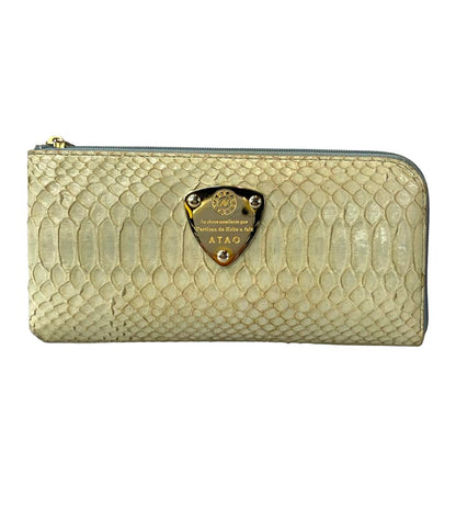 美品 アタオ L字ファスナー長財布 パイソン レディース ATAO