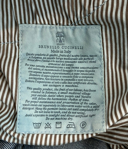 美品 Brunello Cucinelli デニムパンツ 内側ストライプ ボタンフライ メンズ SIZE 46 (M) ブルネロクチネリ