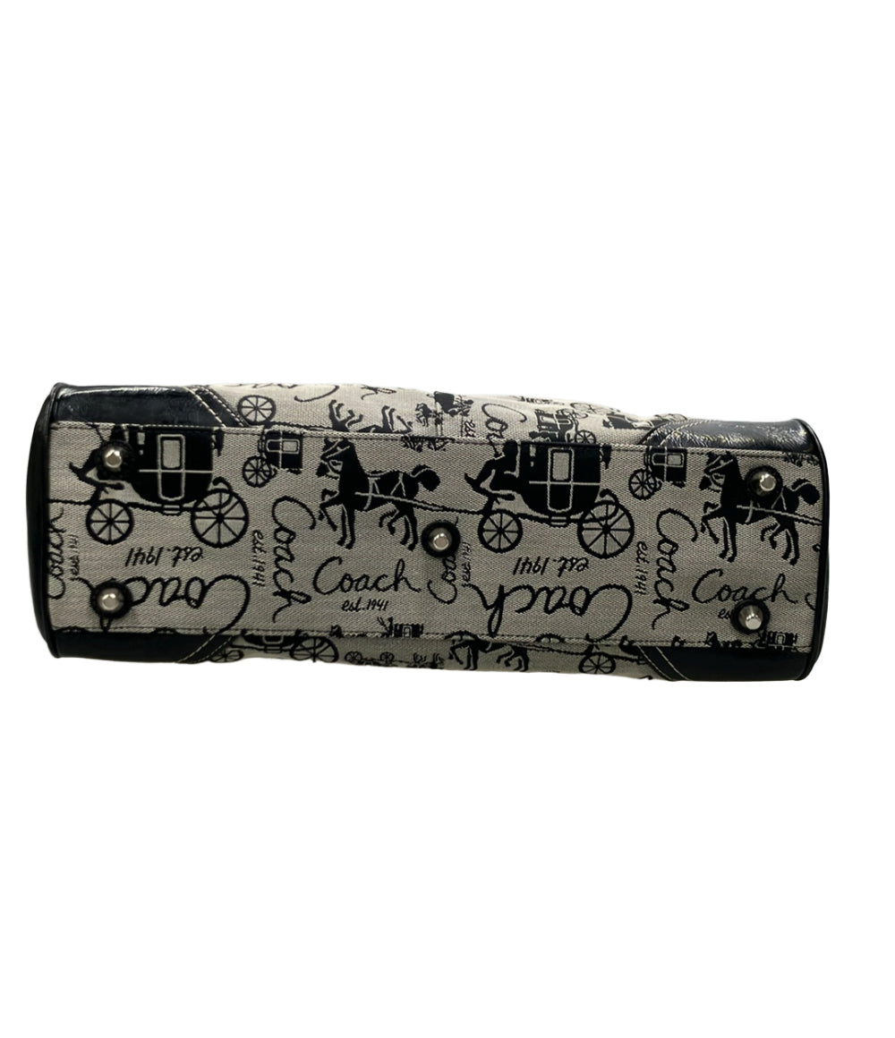 美品 COACH トートバッグ ハンドバッグ ホース＆キャリッジ レザー キャンバス F14445 レディース コーチ