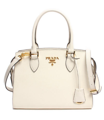 美品 プラダ 2wayレザーハンドバッグ ゴールド金具 サフィアーノ SAFFIANO+SOFT 1BA164 F0009 レディース PRADA