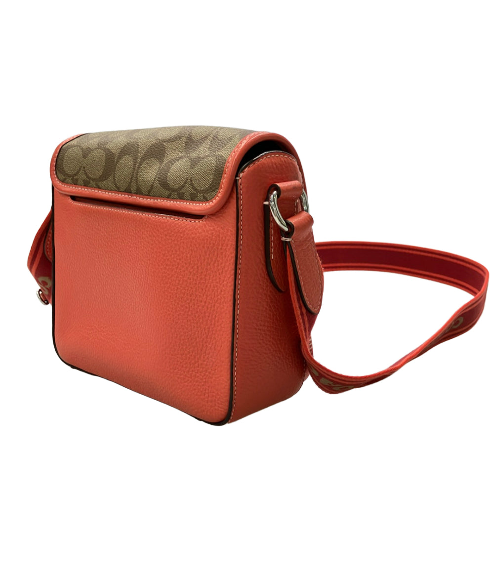 美品 COACH ショルダーバッグ 斜め掛け サリバン フラップ クロスボディ シグネチャー CJ591 メンズ レディース コーチ