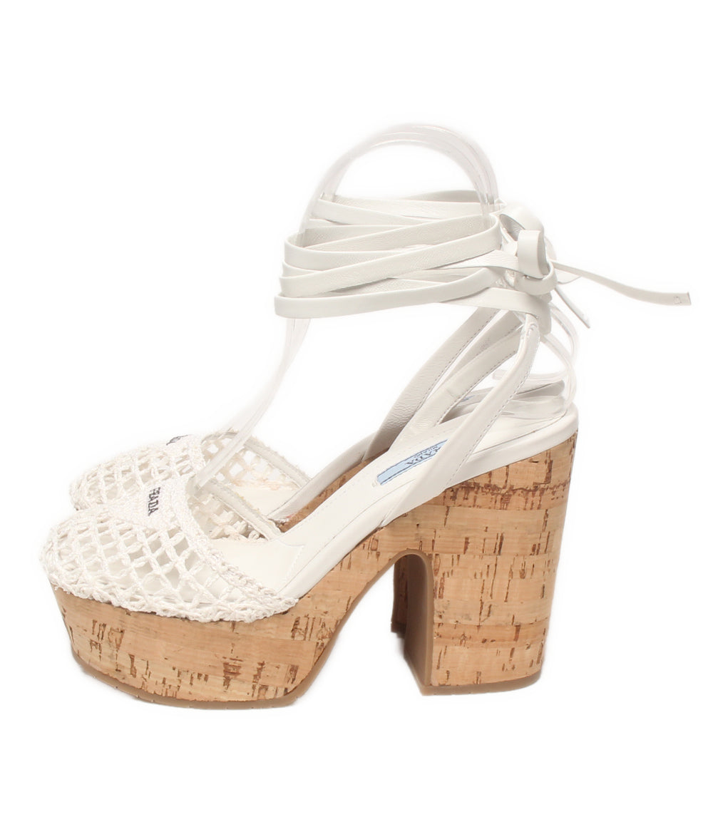 美品 PRADA サンダル ラフィア クロシェ レディース SIZE 36 (23cm) プラダ