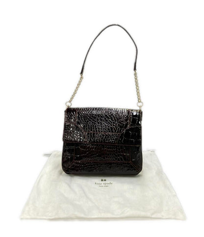 美品 Kate Spade ショルダーバッグ チェーン 肩掛け クロコ レディース ケイトスペード