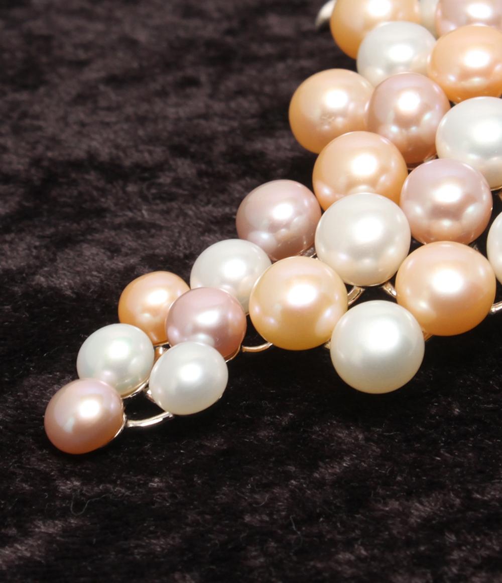 ブローチ SV925 淡水ボタンパール 7-9mm ブドウモチーフ レディース