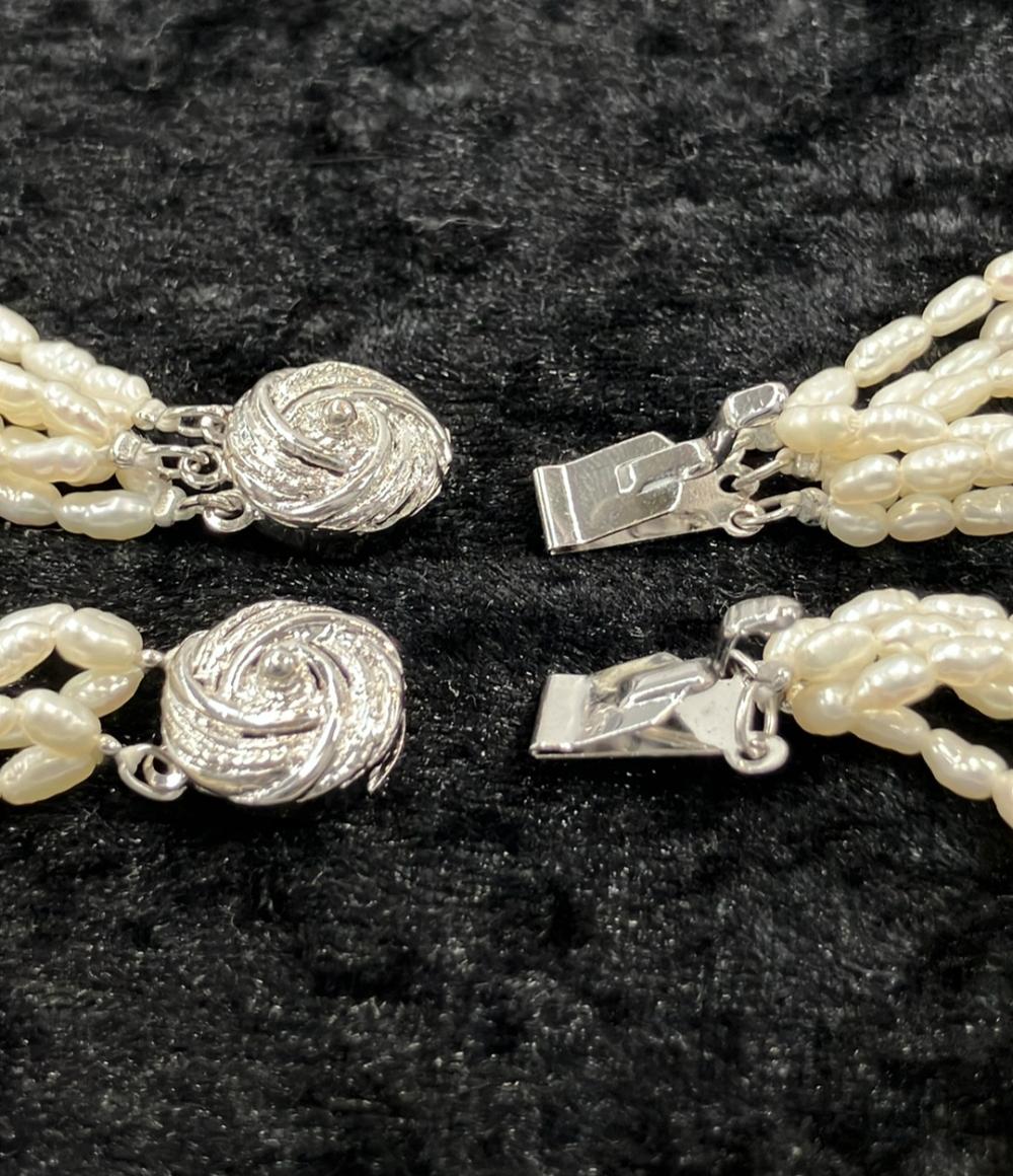 美品 7連ネックレス 5連ブレスレット 淡水パール ２点セット レディース