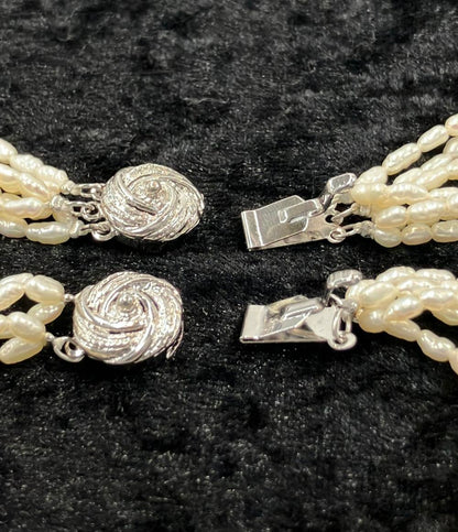 美品 7連ネックレス 5連ブレスレット 淡水パール ２点セット レディース