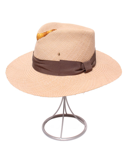 美品 SUPER DUPER 麦わら帽子 パナマハット Dedalo Panama Large linen メンズ スーパーデューパー