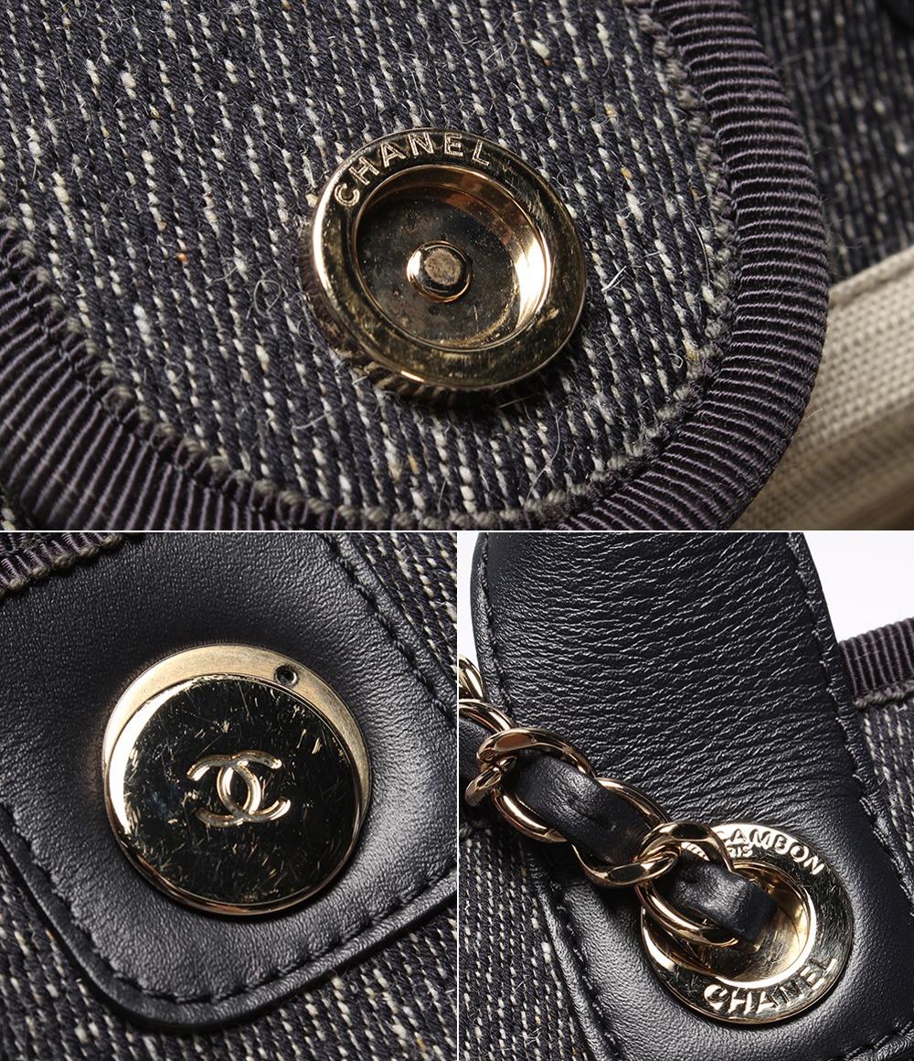 美品 CHANEL チェーンショルダーバッグ ハンドバッグ デニム ゴールド金具 ドーヴィルMM レディース シャネル