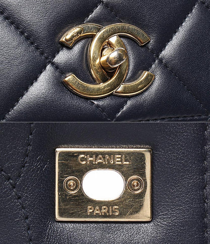 CHANEL 2wayチェーンショルダーバッグ ハンドバッグ 肩掛け ゴールド金具 ラムスキン マトラッセ レディース シャネル
