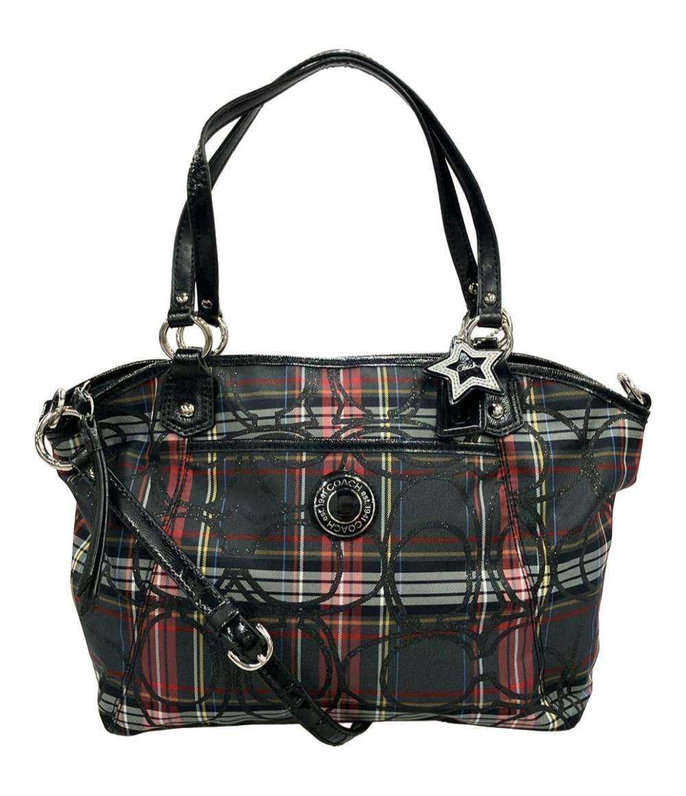 美品 COACH トートバッグ ショルダーバッグ 2WAY チェック柄 シグネチャー F20058 メンズ コーチ