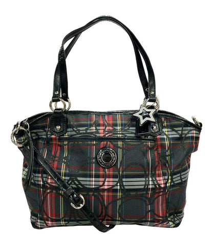 美品 COACH トートバッグ ショルダーバッグ 2WAY チェック柄 シグネチャー F20058 メンズ コーチ