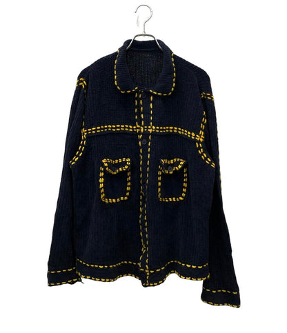 PHINGERIN 長袖カーディガン ニット ナイロン混 スプリング デニムジャケット風手編み PG1 Knit PD-212-KN-041 メンズ SIZE L フィンガリン