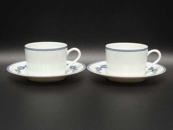 美品 エルメス カップ＆ソーサー 2客セット ペア シェーヌダンクル HERMES