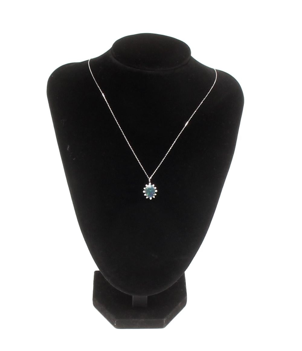 美品 ネックレス Pt900 Pt850 ブラックオパール 1.616ct ダイヤ 0.18ct レディース