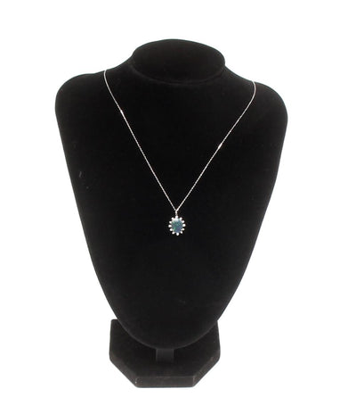 美品 ネックレス Pt900 Pt850 ブラックオパール 1.616ct ダイヤ 0.18ct レディース