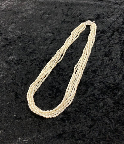 美品 7連ネックレス 5連ブレスレット 淡水パール ２点セット レディース