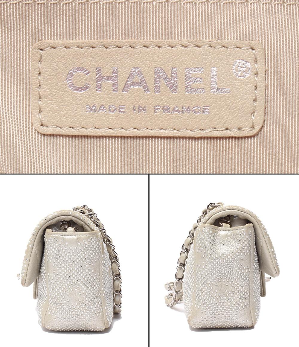 CHANEL チェーンショルダーバッグ 肩掛け 斜め掛け ストーン シングル