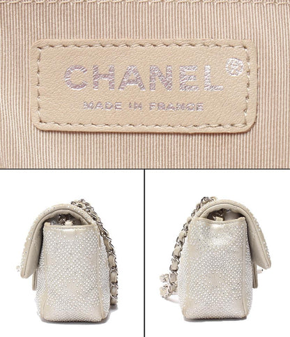 CHANEL チェーンショルダーバッグ 肩掛け 斜め掛け ストーン シングルチェーン シングルフラップ シルバー金具 レディース シャネル