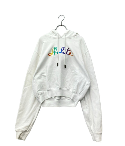 OFF-WHITE レインボーロゴ パーカー レディース SIZE M オフホワイト