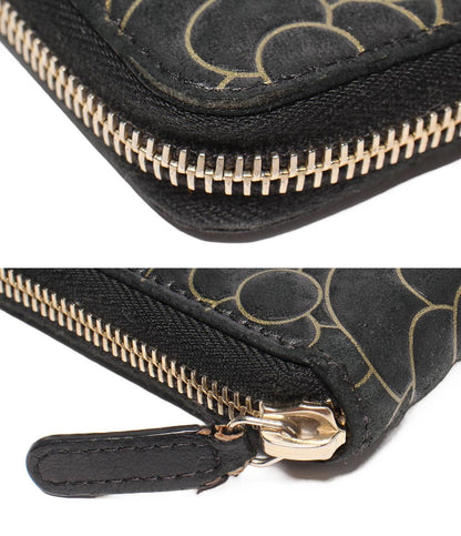 シャネル ラウンドファスナー長財布 ゴールド金具 カメリア レディース CHANEL