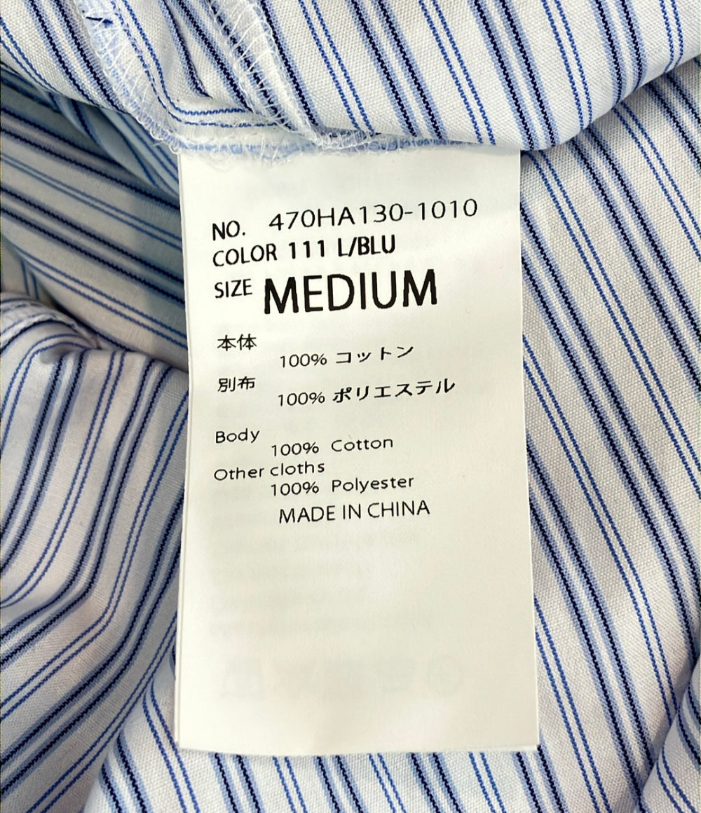 nagonstans 長袖 ストライプ バイカラー ポケット シャツ レディース SIZE M ナゴンスタンス