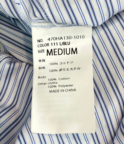 nagonstans 長袖 ストライプ バイカラー ポケット シャツ レディース SIZE M ナゴンスタンス