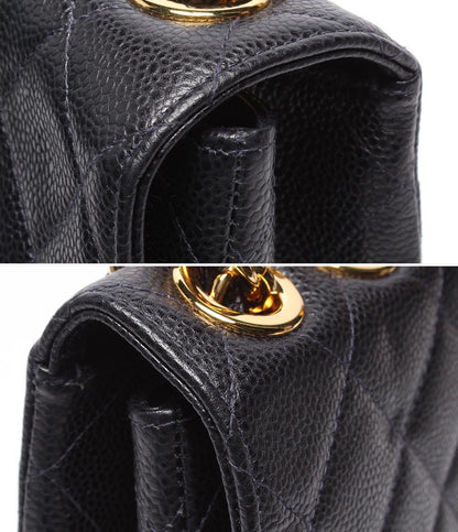 CHANEL チェーンショルダーバッグ マトラッセ キャビアスキン ゴールド金具 ダブルチェーン 6番台 肩掛け レディース シャネル