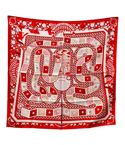 美品 エルメス スカーフ カレ90 シルク100% 63マスの世界旅行 LE TOUR DU MONDE EN 63 CASES レディース HERMES