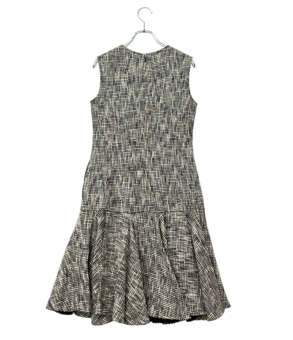 ADEAM ノースリーブワンピース モノトーン ツイード 裾フレア 41191-AROOA03L レディース SIZE 0 (XS) アディアム