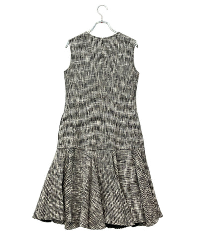 ADEAM ノースリーブワンピース モノトーン ツイード 裾フレア 41191-AROOA03L レディース SIZE 0 (XS) アディアム