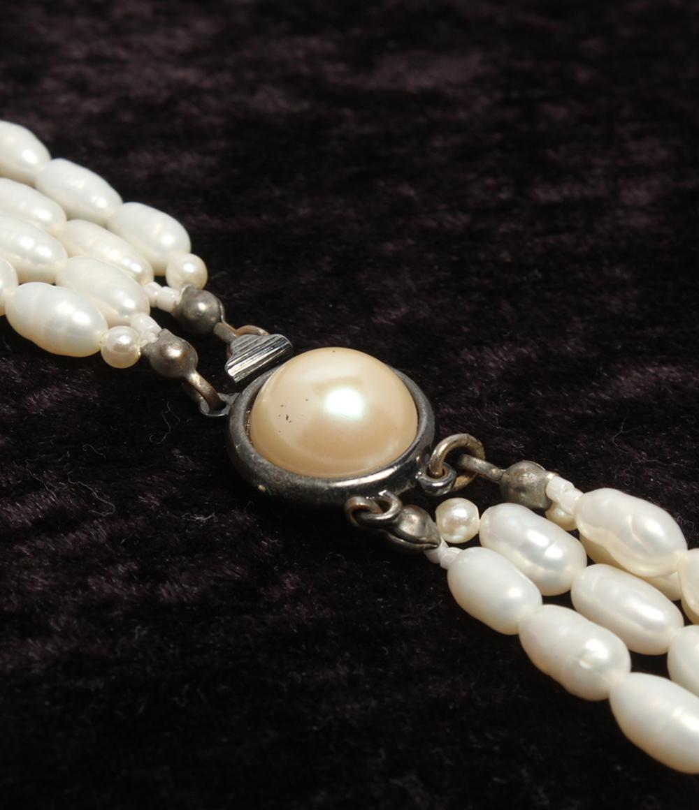 4連ネックレス 淡水パール レディース